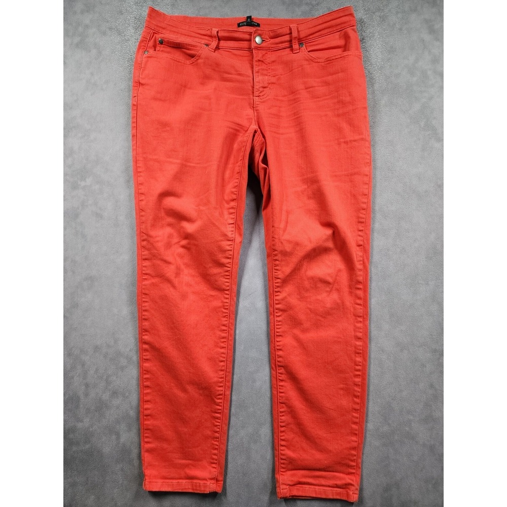 Eileen Fisher Jeans Women's 10 Orange Organic Cotton Blend Skinny Leg Retro